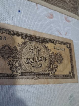 Billetes Rumanía 1 y 10000 Lei 1945