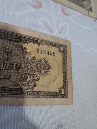 Billetes Rumanía 1 y 10000 Lei 1945