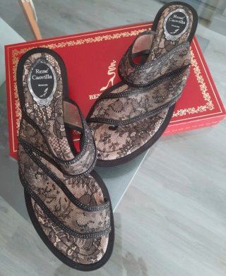Sandalias Joya René Caovilla Seda Strass T/42