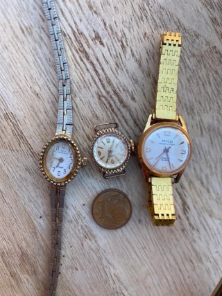 Lote 4 mini relojes vintage curiosos