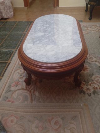 Mesa de centro madera y mármol años 70