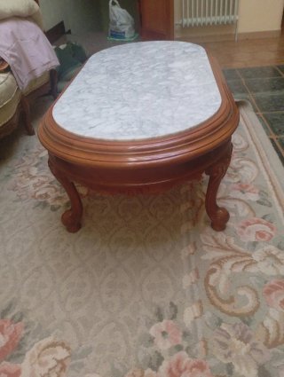 Mesa de centro madera y mármol años 70