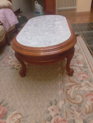 Mesa de centro madera y mármol años 70