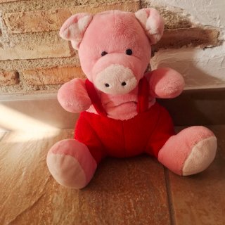 Marioneta Peluche Cerdo Rojo