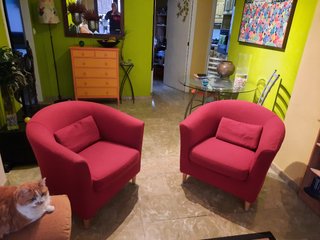 2 Sillones de Tela Rojos Ikea