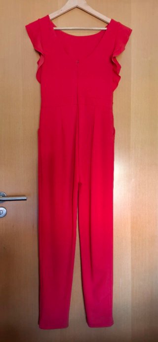 Mono Vestir Rojo Volantes en mangas