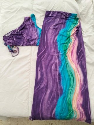 Conjunto falda y top licra multicolor