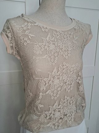 Blusa de encaje beige. Zara 36