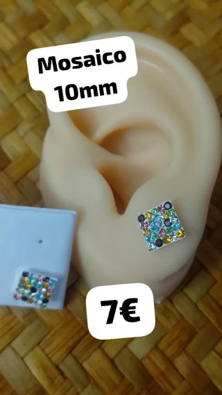Pendientes Plata Ley Mosaico 10mm