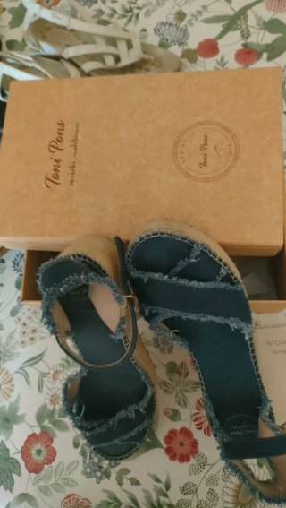 Sandalias cuña Toni Pons tela vaquera 6cm