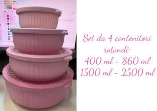Set 4 Contenitori Rotondi Rosa