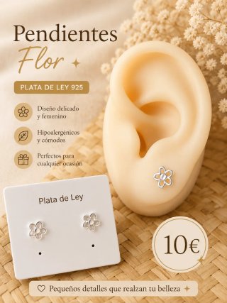 Pendientes Flor Plata Ley 925