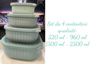 Set 4 Contenitori Quadrati 520-2500ml