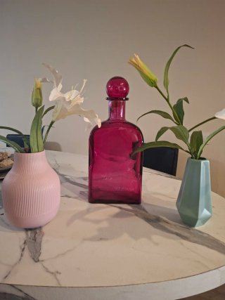 Botella Decorativa Vidrio Rosa/Rojo