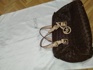 Bolso Michael Kors Marrón Trenzado Dorado