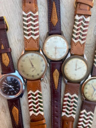 Lote 5 Relojes Antiguos Correa Cuero