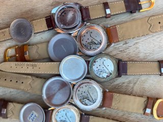 Lote 5 Relojes Antiguos Correa Cuero