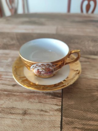 Juego de café porcelana oro nuevo