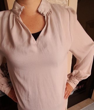 Blusón H&M crema manga larga botones polyester