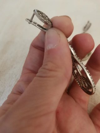 Par de pendientes Plata 925 Circonitas Siglo XX