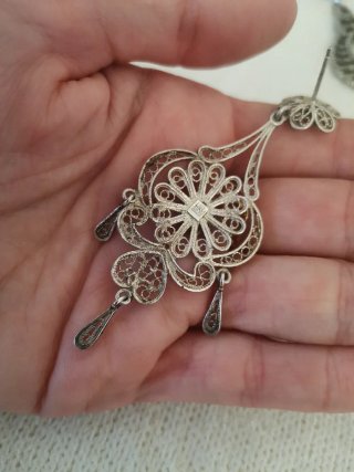 Par de pendientes Plata 925 Circonitas Siglo XX