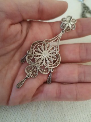 Par de pendientes Plata 925 Circonitas Siglo XX