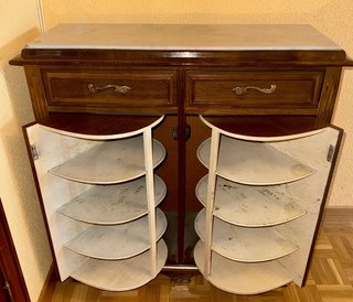 Recibidor Zapatero Mueble Madera Placa Mármol