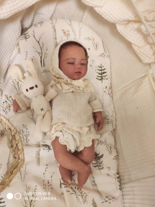 Muñeco Reborn niño Silicona 38cm Pelo Real