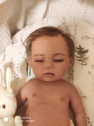 Muñeco Reborn niño Silicona 38cm Pelo Real