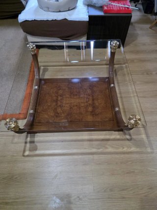 Mesa de centro cristal y madera