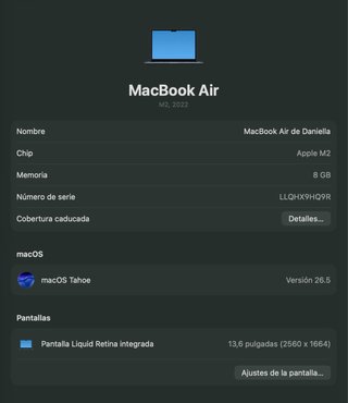 MacBook Air M2 256GB 13” Batería 100%
