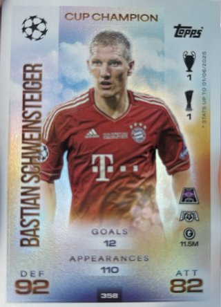 Carta Bastian Schweinsteiger Cup Champion Topps