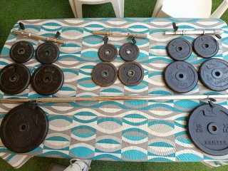 Kit Pesas, Banco y Barras Gimnasio