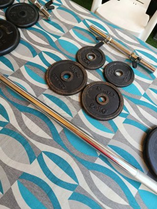 Kit Pesas, Banco y Barras Gimnasio
