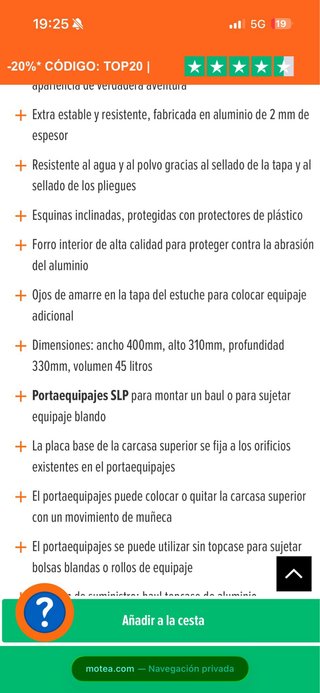 Baúl 45L Tiger Sport 660 + Soporte