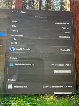 MacBook Air M4 16GB RAM/256GB SSD Plata (2025)