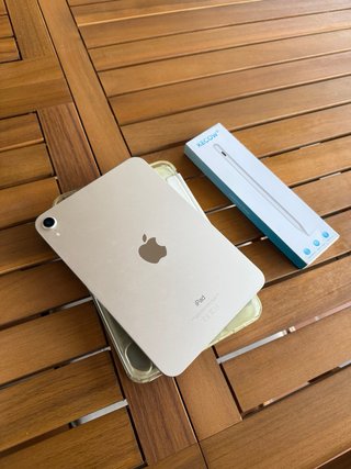 iPad mini 6 con funda, lápiz y cargador