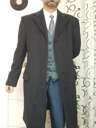 Cappotto Piacenza 1733 Lana Nero Uomo size 52 ita