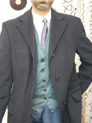 Cappotto Piacenza 1733 Lana Nero Uomo size 52 ita