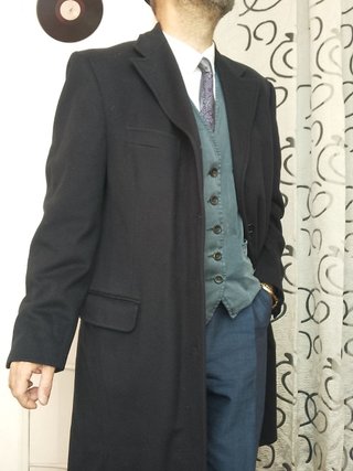 Cappotto Piacenza 1733 Lana Nero Uomo size 52 ita