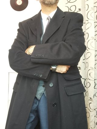 Cappotto Piacenza 1733 Lana Nero Uomo size 52 ita