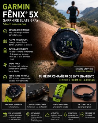 Garmin Fenix 5X Sapphire Slate Gray 51mm