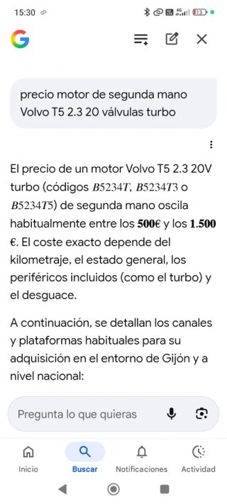 Motor Volvo T5 2.3 V20 Turbo 240 CV