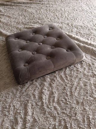 Puff baúl gris desmontable terciopelo