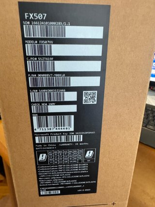 Notebook Gaming Asus FX507 16GB