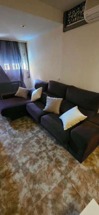 Sofá chaise longue marrón tela