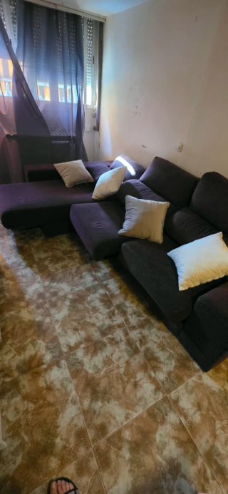Sofá chaise longue marrón tela