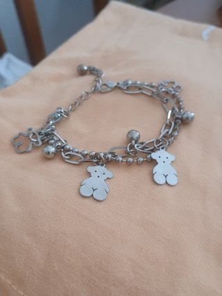 Pulsera Tous Doble Cadena Ositos Plata
