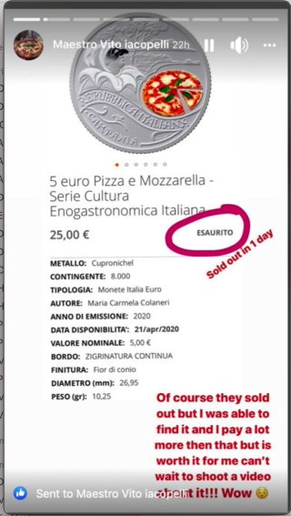 Moneda 5€ Pizza y Mozzarella Italiana