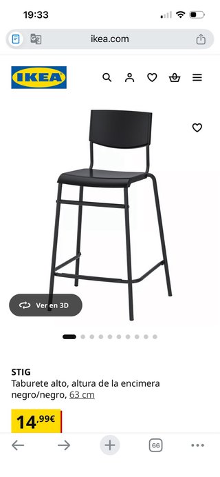 Taburete IKEA Stig Negro Nuevo